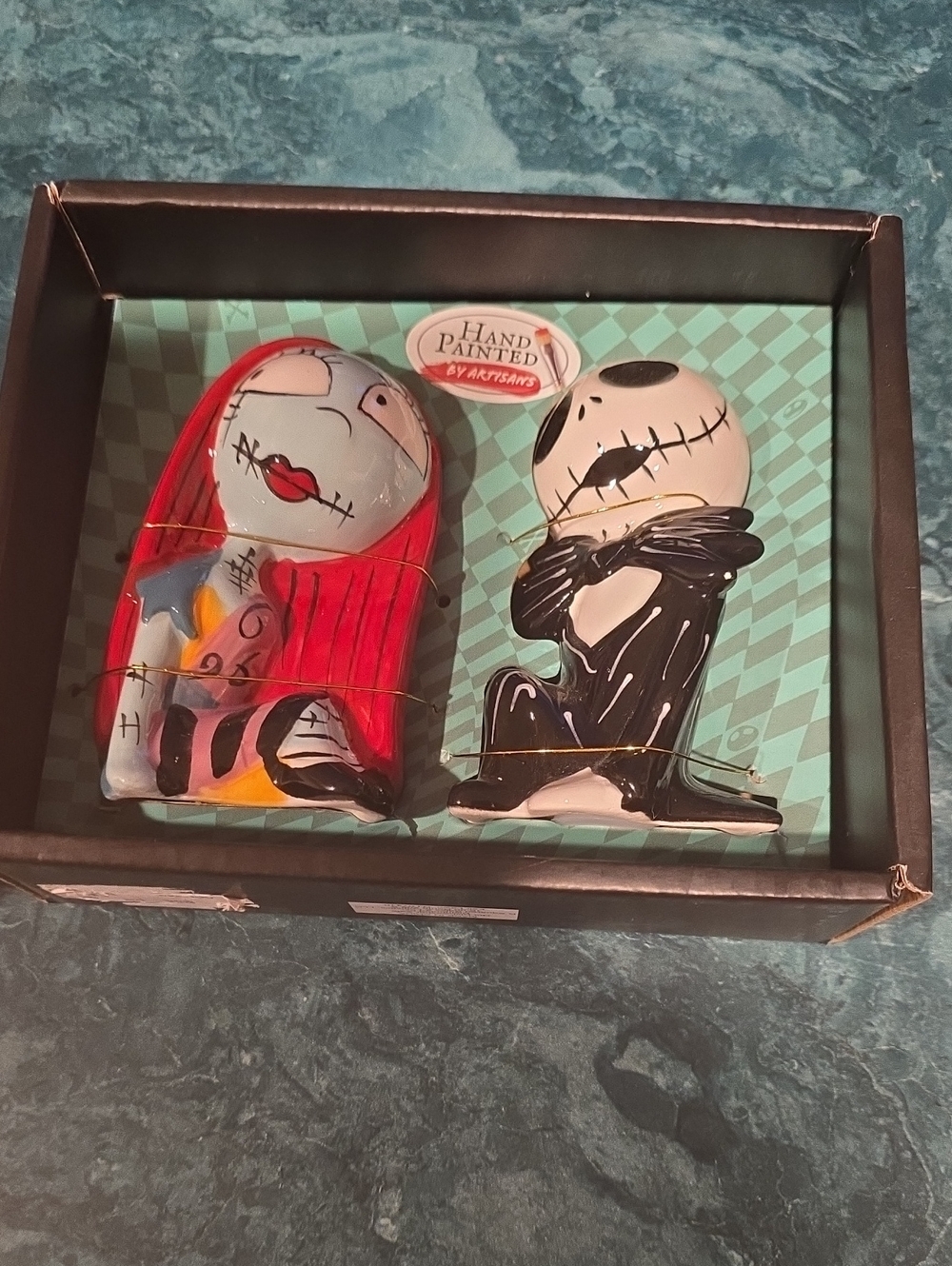 Hand-Painted Jack & Sally Figurine Set - Red & Black